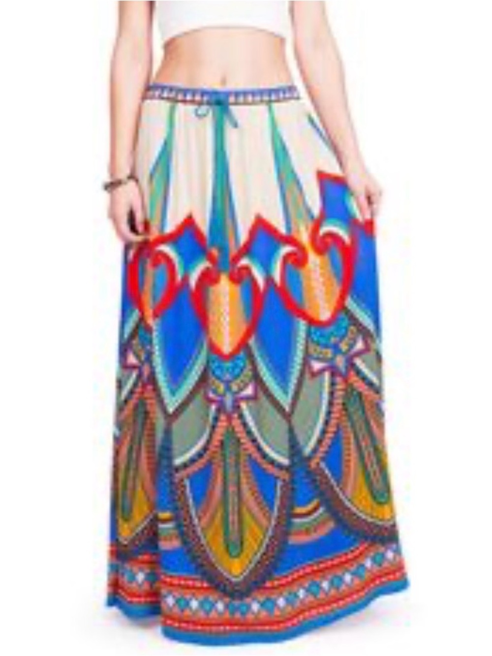 Flying Tomato Bright Colorful Boho Cotton Maxi Skirt Size M